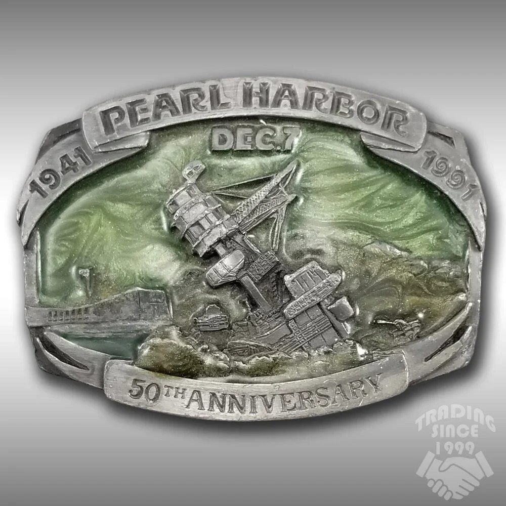 Belt Buckle Pewter 1989 Pearl Harbor 50th Anniversary 1941-1991 Dec.‎ 7 Siskiyou